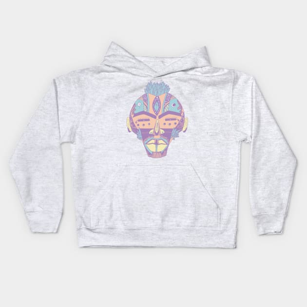 Retro Blend African Mask 4 Kids Hoodie by kenallouis